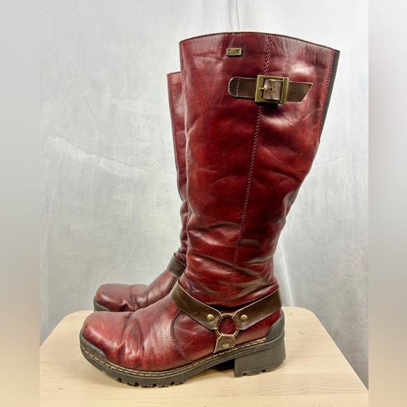 Rieker Shoes - RIEKER Sybille Leather Winter Riding Boot Women's 10/42 Wide Calf Shearling  Red